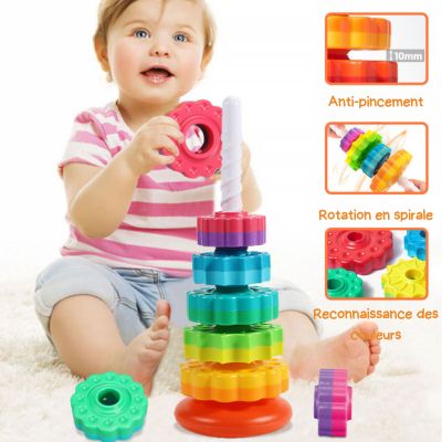 Rainbow Tower™| Tour à anneaux arc-en-ciel tournante pour enfant