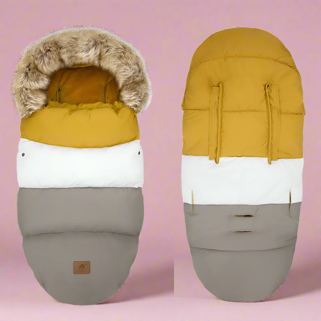 chanceliere rose avec capuche en fourrure avant et arrière