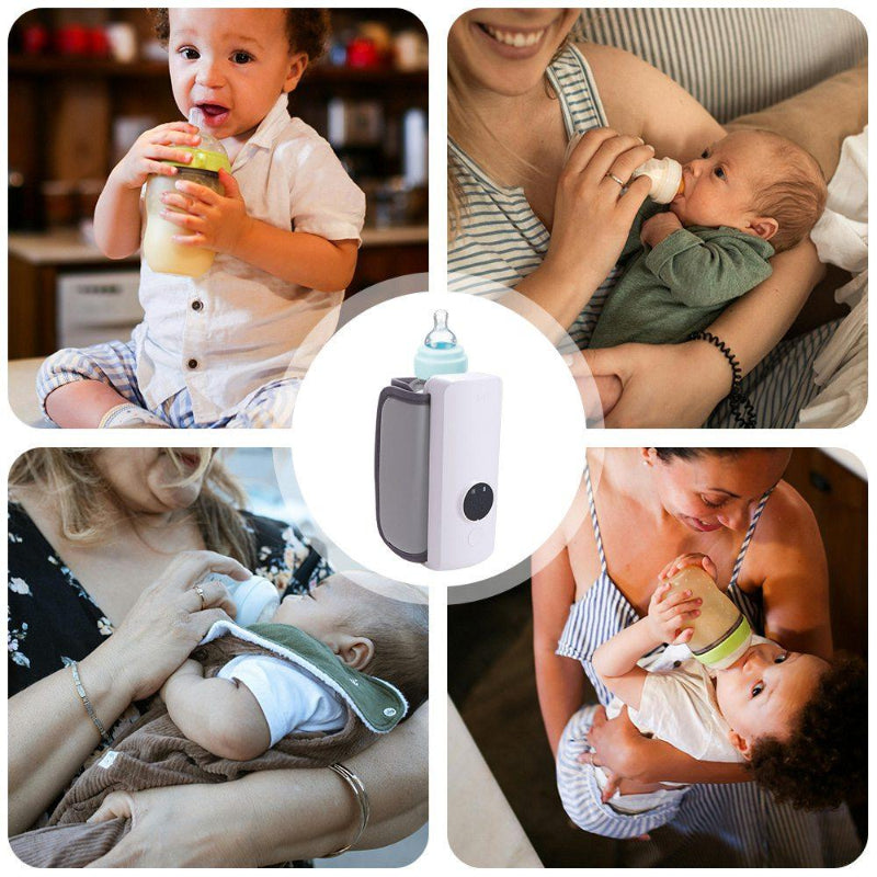 plusieurs situations de bébé avec biberon après utiliser chauffe biberon nomade