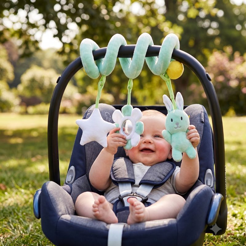SPIRALE D'ACTIVITÉ BÉBÉ POUSSETTE lapin vert