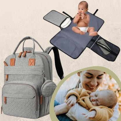 sac-a-langer-gris-avec-matelas-à-langer-pour-maman-et-bébé