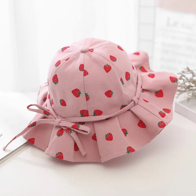 CHAPEAU ANTI-UV BEBE FILLE fraise