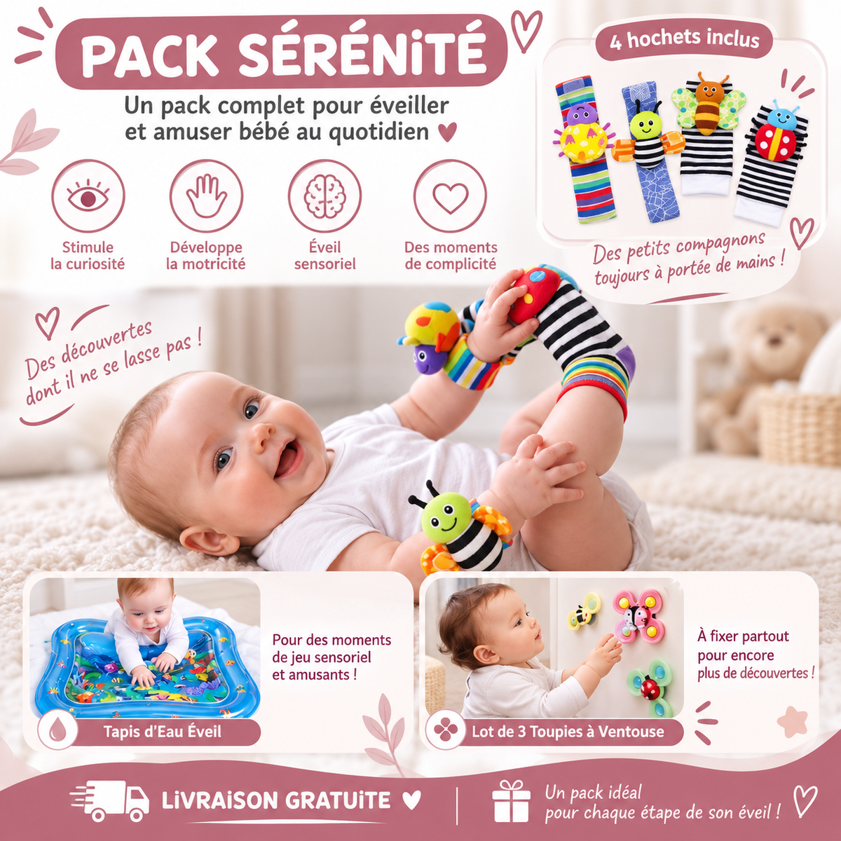 BabyFun™ | Les Premiers Hochets Sensoriels de Bébé