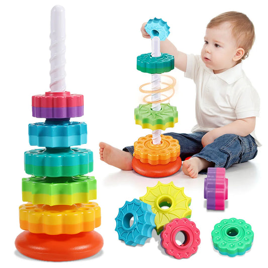 Rainbow Tower™|  Tour à anneaux arc-en-ciel tournante pour enfant