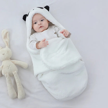 bébé enveloppé nid d'ange cosy blanc tête Panda 