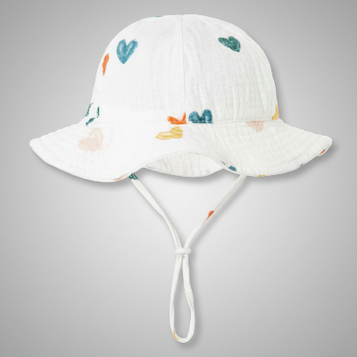 chapeau bébé anti uv blanc coeur
