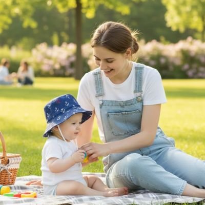 Chapeau bebe bleu pêcheur