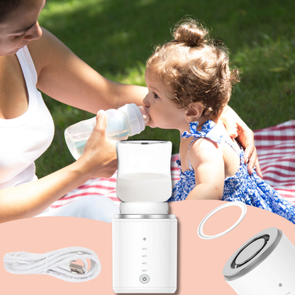 chauffe biberon nomade cable USB utilisé dans un parc 