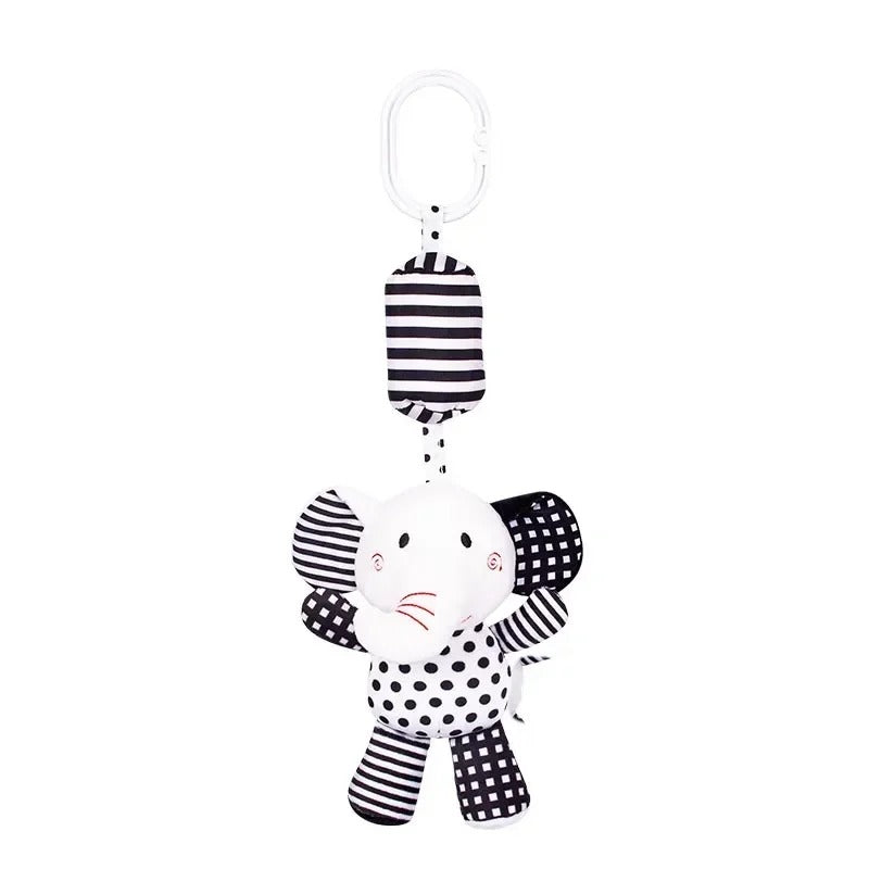 jouets poussette bebe noir et blanc éléphant