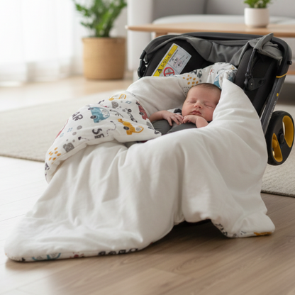 nid d'ange 6-12 mois avec bébé installé dans siège auto 