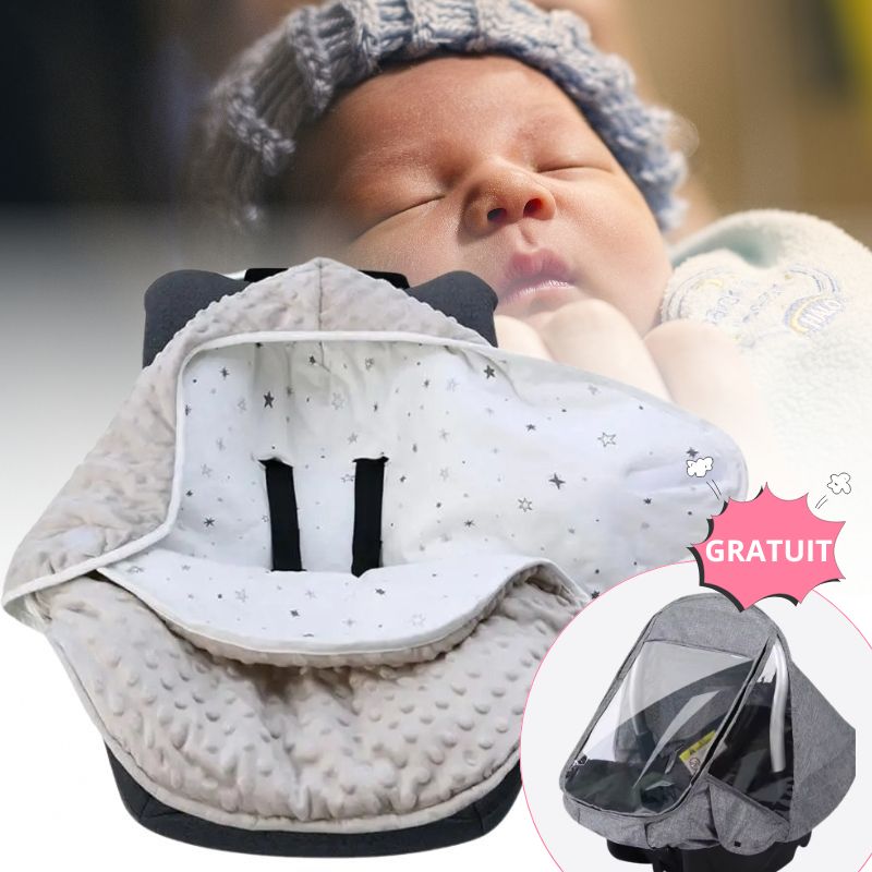 Nid d’ange bebe cosy rose, tête de bébé avec bonnet