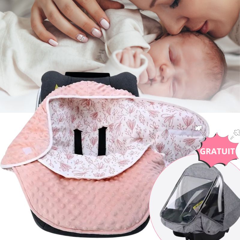 Nid d’ange bebe cosy rose, maman  avec bébé allongé sur le lit