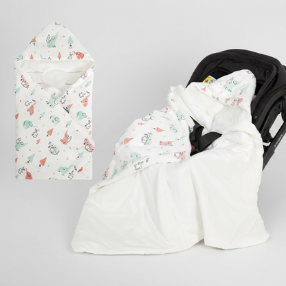 nid d'ange cosy plié et installé dans siège auto