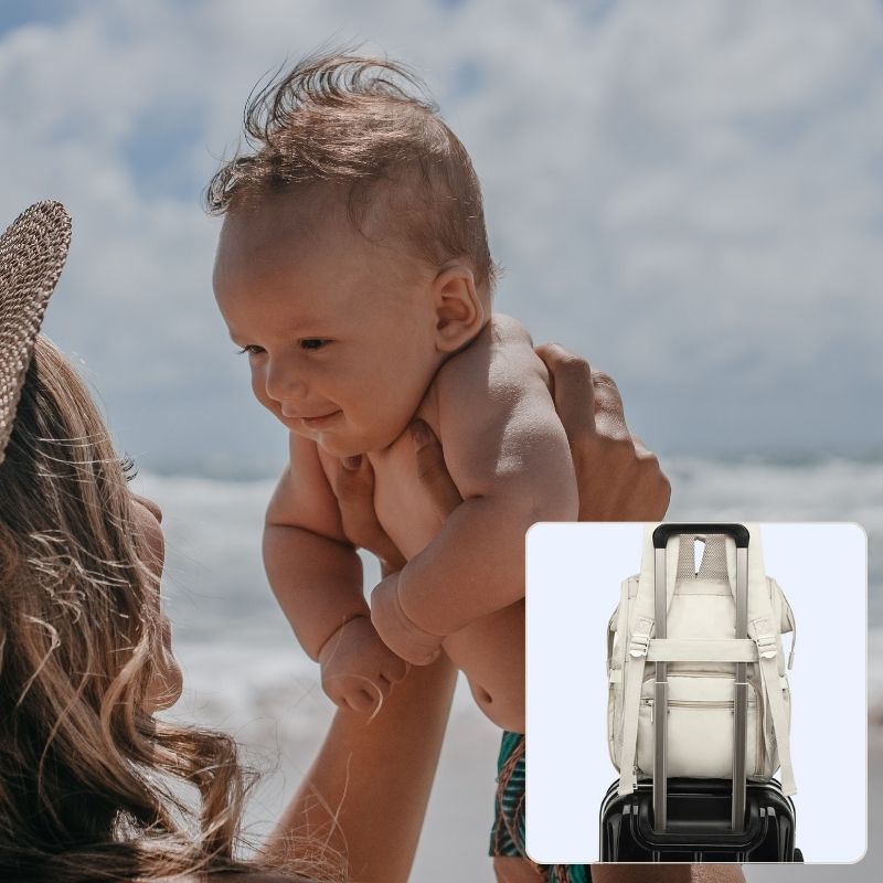 sac a langer bebe avec ceinture pour la valise de voyage
